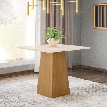 Imagem de Mesa de Jantar 90cm Quadrada 4 Lugares Dora Henn, Nature/Off White