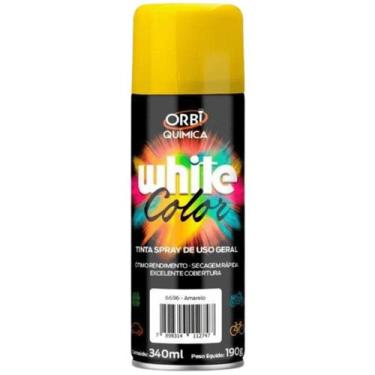 Imagem de Tinta Spray Uso Geral Amarela White Color 340ml - 220g - Orbi Química