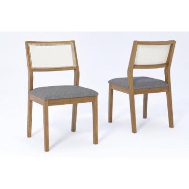 Imagem de Cadeira de Cozinha Bella Kit 2 Un Carvalho/Linho Grafite - Cimol