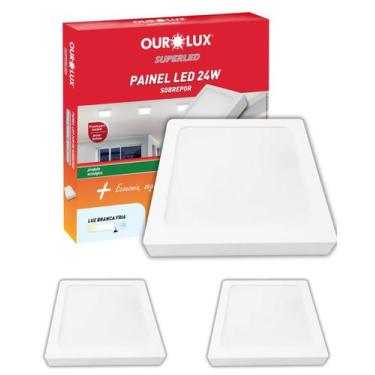 Imagem de 2 Painel Plafon Sobrepor 24W Ourolux Bivolt Cor da Luz Branco Frio 650
