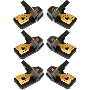 Imagem de Pacote com 6 - armadilhas para ratos - interno/externo, reutilizável, fácil configuração, mola de aço inoxidável potente, corpo ABS resistente. Design protetor de dedo. Conjunto de armadilha sem ficar