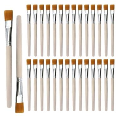 Imagem de Conjunto de pincéis planos com cabo de madeira de 30 peças – Pincéis multiuso para artesanato e marcenaria para pintura, limpeza, aplicação de cola e projetos DIY | Qualidade premium com alças de
