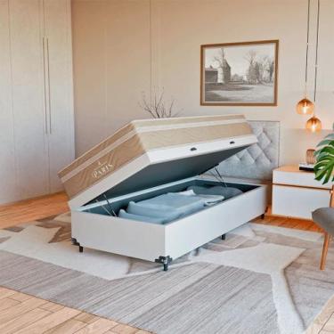 Imagem de Cama Box Baú Solteiro + Colchão Paris Molas Ensacadas Bege - eShop cas