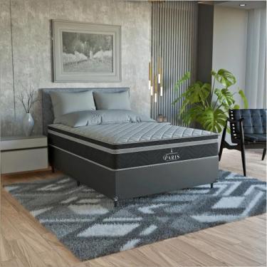 Imagem de Cama Box Casal Couro Preto + Colchão Paris Molas Preto - eShop casa