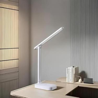 Imagem de Luminária Lâmpada LED de Mesa Carregamento USB Recarregável – Touch e Luz Clara e Regulável (3 modos de cores com 5 níveis de brilho) essencial para dormitório para Estudos Escolar, Leitura e Trabalho