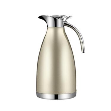Imagem de ＫＬＫＣＭＳ Garrafa térmica de café com tampa selada 2L reutilizável, dispensador de bebidas com retenção de calor e frio, bule para leite, água e bebidas, Luz Dourada
