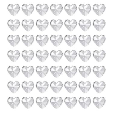 Imagem de PATIKIL K9 Contas de coração de cristal, 1 furo, pingentes, pacote com 50, lustre de 14 mm, peças de prismas, ornamentos para pendurar contas para decoração de artesanato faça você mesmo, transparente