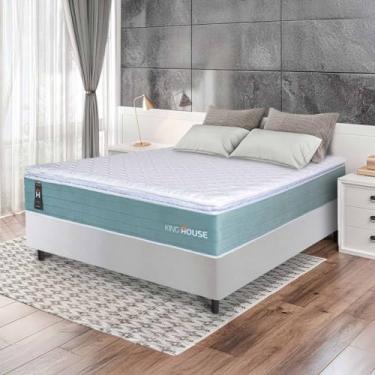 Imagem de Conjunto Box Branco Lagos Verde Molas Ensacadas Casal 138x188x66 - King House