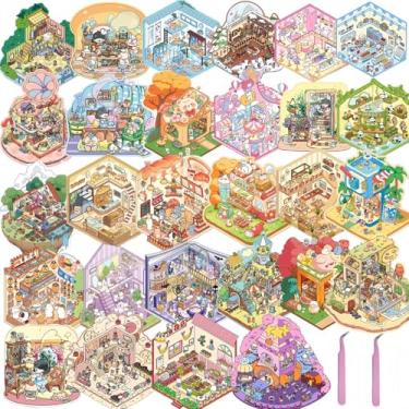 Imagem de DIY 3D Sticker Scene 28 Sets DIY Sticker Therapy for Adult Fun Cartoon Make Your Own Room Shop Miniature Room Scenes House Stickers for Kids Relief Stress and Pass The Time