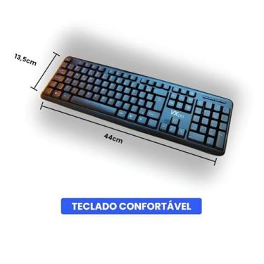 Imagem de Teclado VXPRO USB ABNT2, 107 Teclas, Design Compacto 44cm, Numérico Integrado, Compatível com PC e Notebook, Preto