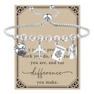 Imagem de SEIRAA Pulseira de comissária de bordo, joias de aeromoça, presentes de aeromoça, pulseira de aeromoça, Large, Aço inoxidável, Sem Pedra Preciosa
