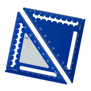 Imagem de IEUDNS Régua triangular de 45/90 graus, medidor de medição, ferramenta portátil de medição, resistente ao desgaste, esquadro de carpinteiro métrico para, Azul