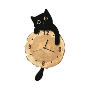 Imagem de WeiLaiKeQi Relógio de Parede Gato com Pêndulo, Item Decorativo para Cozinha e Sala