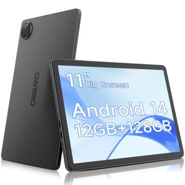 Imagem de Digliand Tablet Android de 11 polegadas, 12 GB de RAM, 128 GB de ROM, 8 núcleos, tablet HD de 8 horas de 7000 mAh, tela dividida e espelhamento de tela, câmera dupla, Android 14 (cinza)