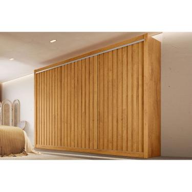Imagem de Guarda Roupa Casal 3 Portas Ripadas e 6 Gavetas York Peroba - Europa