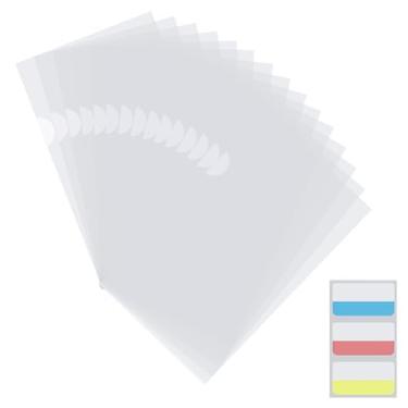 Imagem de Pacote com 100 pastas de plástico transparente para documentos com bolso para projetos tipo L tamanho carta dos EUA A4 capas de papel pastas transparentes com 30 abas de índice