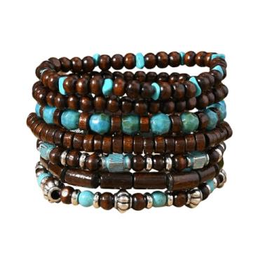 Imagem de MMIUAEG Pulseiras de turquesa natural, feitas à mão, chapéu de bota ocidental, cabeça de boi, flor oval, cruz de coco, pulseira para homens e mulheres, vintage, caubói, vaqueira, joia turquesa, Medium