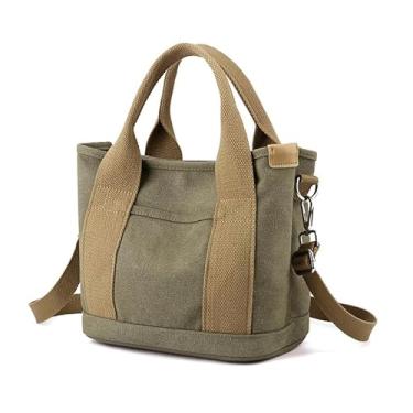 Imagem de Tuobo Bolsa pequena com zíper, bolsa transversal de lona 2024 com vários bolsos, bolsa de ombro, bolsa Hobo, bolsa mensageiro, Jeans verde militar, Large
