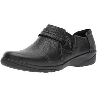 Imagem de Clarks Cheyn Madi Mocassim feminino sem cadarço, Couro polido preto, 6.5