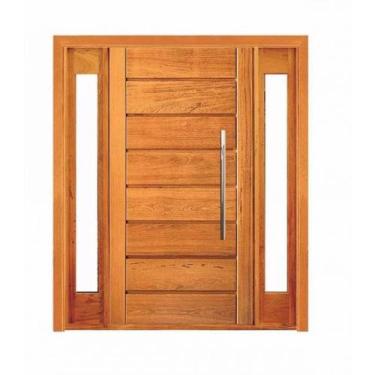 Imagem de Porta Pivotante Horizontal com Visor Lateral Duplo - Madeira Maciça - 