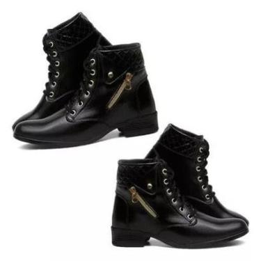 Imagem de 2 Pares Bota Feminina Coturno Chelsea Cano Curto Montaria Salto Grosso Couro Ecologico Frio Inverno-Feminino