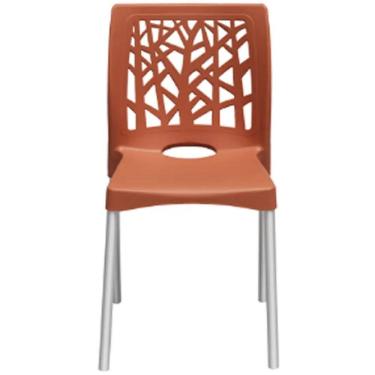 Imagem de Cadeira Nature com Pés de Alumínio Forte Plástico Cor Terracota