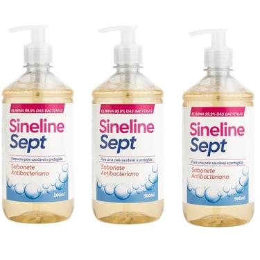Imagem de Kit 03 Unidades Sineline Assept Sabonete Líquido Antisséptico Para Corpo E Mãos Vegano Sem Triclosan Elimina 99,9% das Bactérias