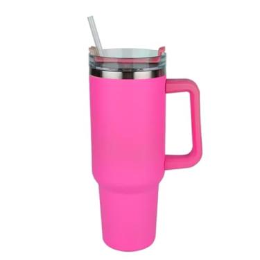 Imagem de Copo Térmico de Aço Inoxidável com Alça, Tampa e Canudo 1250 ml com Isolamento a Vácuo de Parede Dupla (Pink)