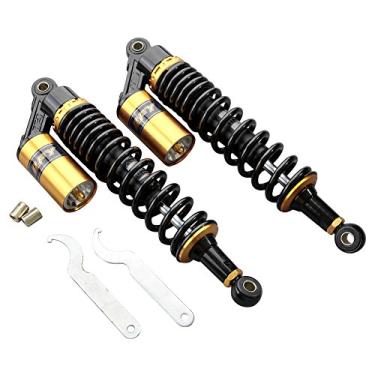 Imagem de GZYF Par de amortecedores de ar traseiro de motocicleta universais de 340 mm para Honda para Suzuki para Yamaha para Kawasaki ATV Go Kart Quad Dirt Sport Bikes, dourado