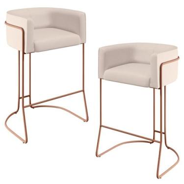 Imagem de Kit 02 Banquetas Decorativas Fixa Base de Aço Preto Betina D02 Veludo 