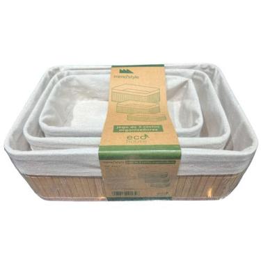 Imagem de Cesto organizador 3 peças bambu mimo style, PALHA