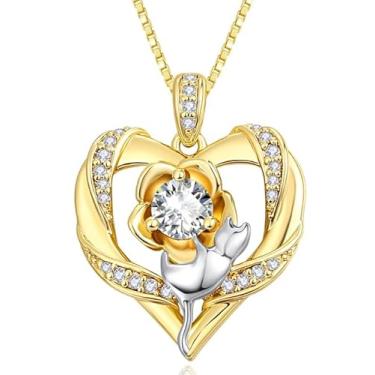 Imagem de VANAODUC Colares de pedra do mês de nascimento para mulheres, presentes de aniversário para namorada, avó, esposa, mãe, ouro branco 18K, ouro 14K, colar de gato, coração, joias modernas, Suitable for