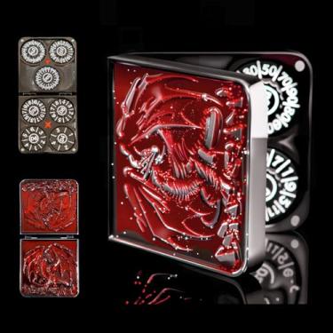 Imagem de 7 in 1 Metal DND Dice Set Spinner dice subitable for Dungeons & Dragons in Magnetic Iron Box（red）