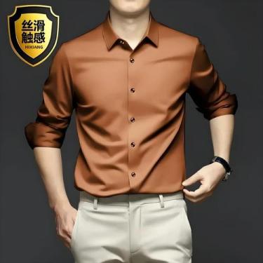 Imagem de Camisa Masculina Slim Fit Branca - Manga Comprida, Sem Passar, Estilo 