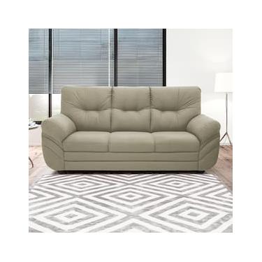 Imagem de Sofá 3 Lugares Linoforte Francis com Almofadas Fixas e Revestimento em Suede 202 cm de Largura