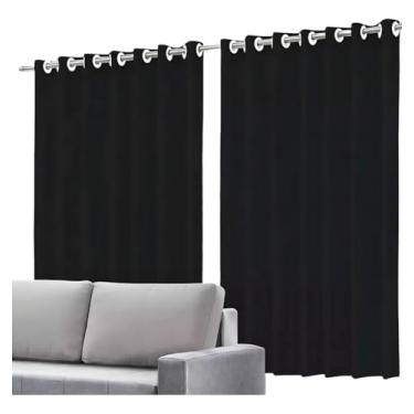 Imagem de Cortina Com Blackout Quarto C/Voil 100% Pvc 280x180cm Ilhós (Preto)