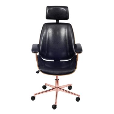 Imagem de Cadeira Presidente Bergen Giratória - Preta | Rose Gold