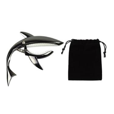 Imagem de menolana Capotraste de guitarra Shark Capo de mola de liga de zinco, acessório profissional para guitarra, bandolim acústico e baixo, violões clássicos, Preto