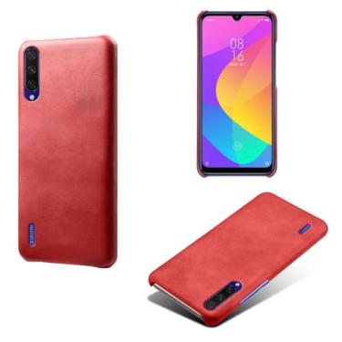 Imagem de Capa para Xiaomi A3,Proteção contra quedas,Casca de volta de cor sólida simples,Design de couro de imitação de plástico-Red