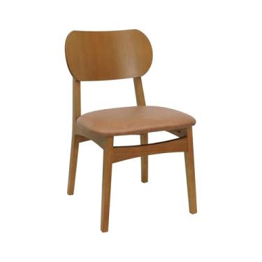 Imagem de Cadeira Toscana Madeira Maciça - Amêndoa - Assento Estofado Corano Marrom Mescla