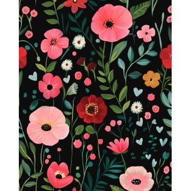 Imagem de XRUIBZI Papel de parede floral preto rosa para descascar e colar papel de parede vintage escuro folha de contato mural de parede colorido vinil doméstico impermeável autoadesivo removível para