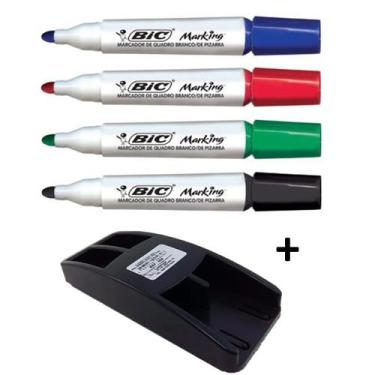 Imagem de Caneta Marcador de Quadro Branco 4 Cores C/apagador Bic