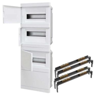 Imagem de Kit Quadro Distribuição Embutir para 48 Disjuntores e 4 Barramentos St