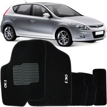 Imagem de Tapete Carpete I30 2010 à 2012 Preto Logo Bordado Jogo 5 Peças Personalizado Automotivo
