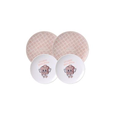 Imagem de Kit Pratos Groovy Breakfast em Porcelana Decorada 4 Peças Tramontina