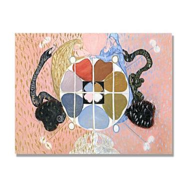 Imagem de NHLDZYH Pôster Hilma Af Klint, (Evolução, nº 12), reproduções de pinturas famosas, imagem de arte abstrata para sala de estar quarto decoração de casa. Tela de 40 x 50 cm - 15,8 x 19,7 pol