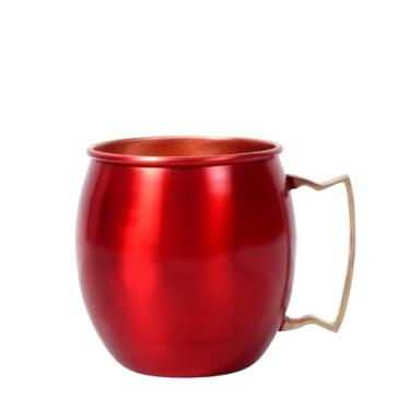 Imagem de Caneca vermelha 473 ml, caneca de cobre grande com alça grande e confortável, perfeita para escritório, casa e presentes