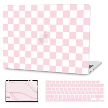 Imagem de G JGOO Compatível com MacBook Air 13 polegadas 2025 2024 2023 2022 M4 A3240 M3 A3113 M2 A2681, capa rígida de plástico para MacBook Air de 13,6 polegadas + capa de teclado + protetor de tela, xadrez