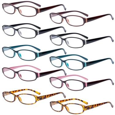Imagem de Eyekepper 5 pares de óculos de leitura para mulheres, óculos de sol inclusos para leitura, Pacote com 10 cores mistas - R9104k, +1.25