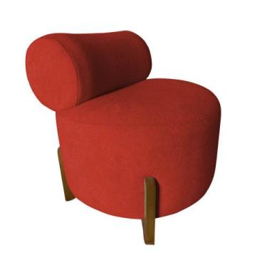 Imagem de Poltrona Decorativa Mônaco Couro Vermelho - Mazzero Decor